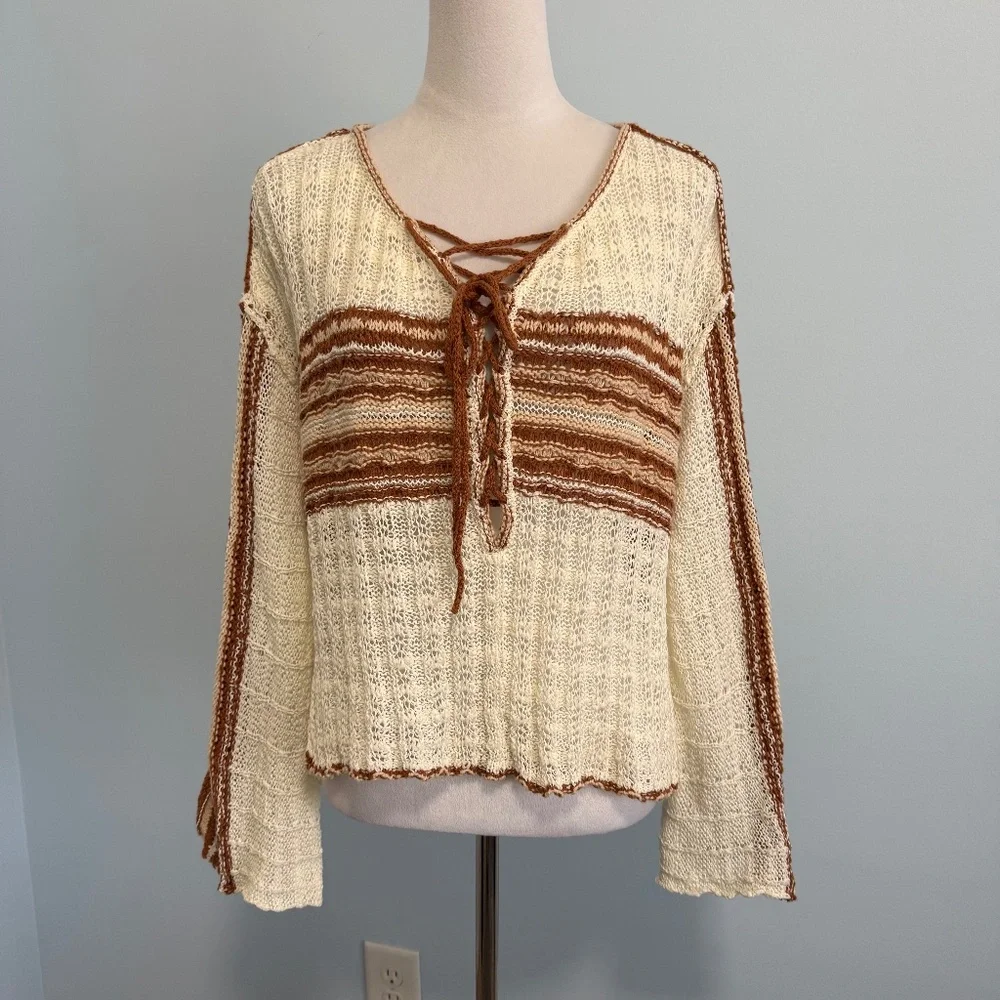 Free People marina bay Oversized knit crop tunic top size XS